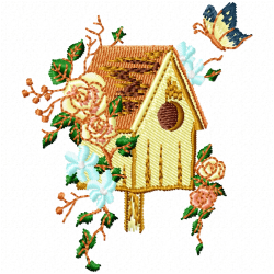 Bird Houses Embroidery Design 2